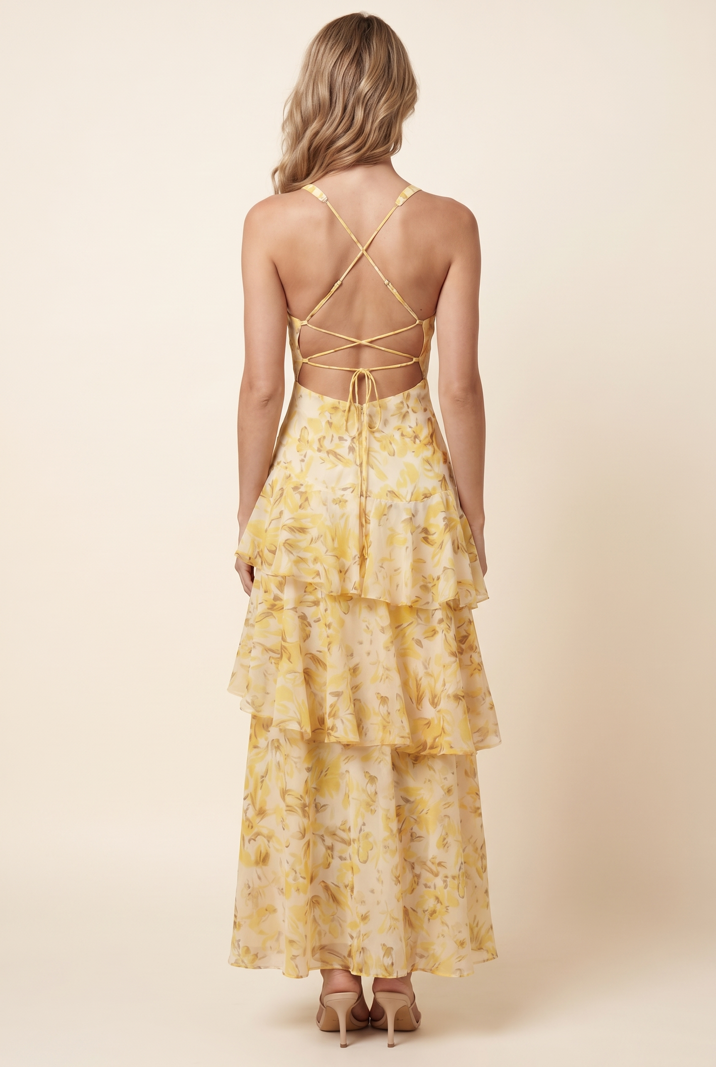 ELINA MAXI DRESS Yellow back