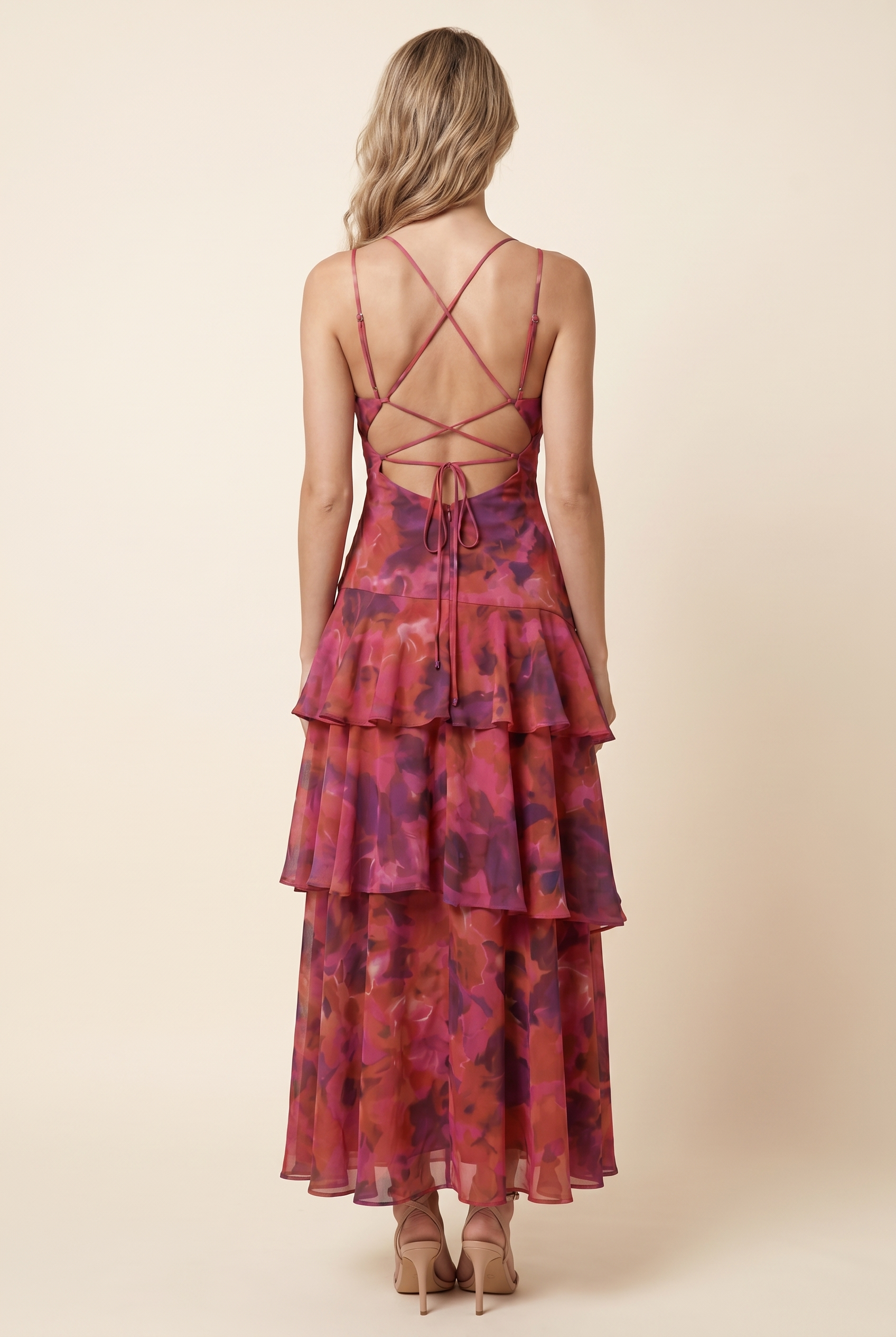 ELINA MAXI DRESS Dark Rose back