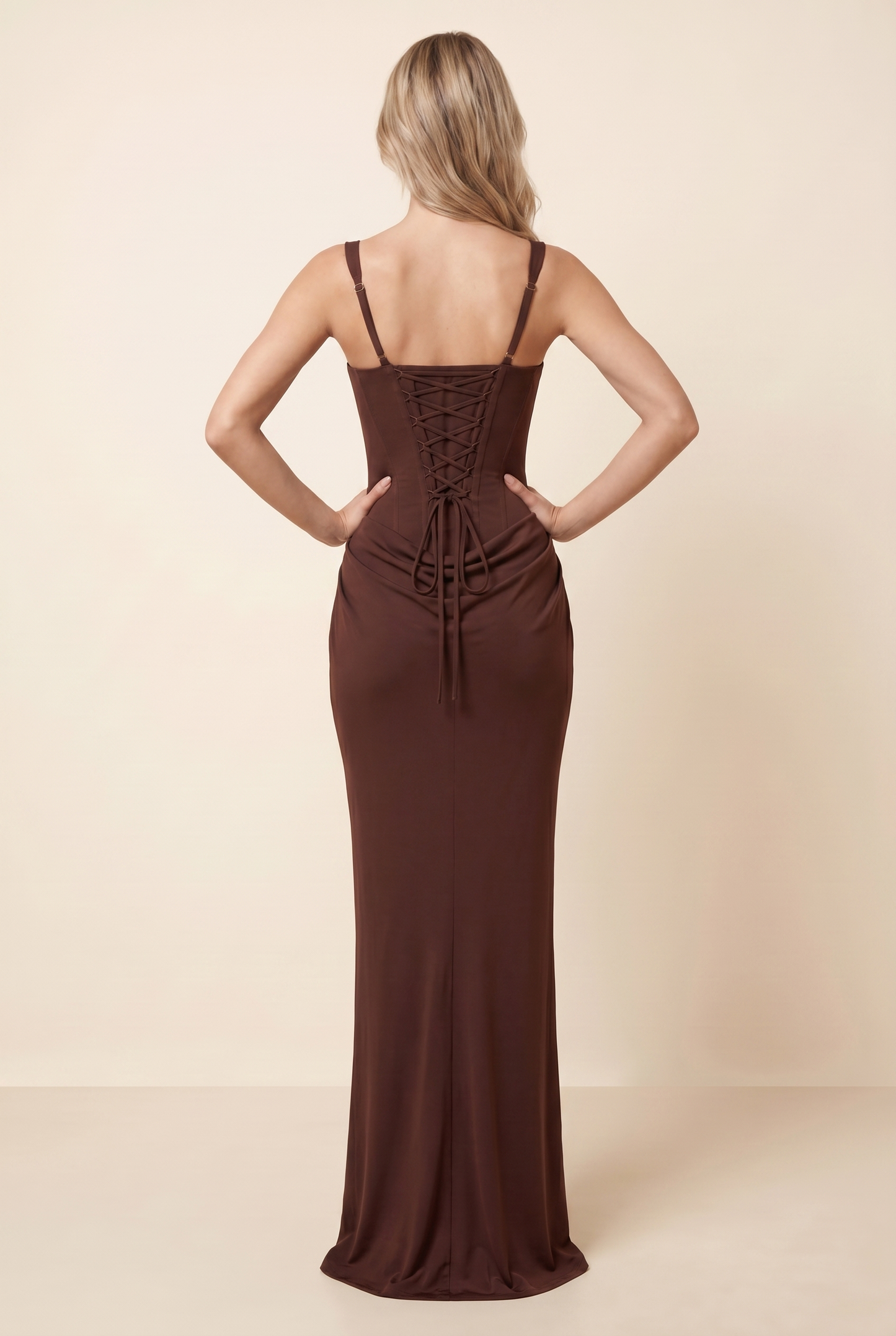 SUKI MAXI DRESS Brown back