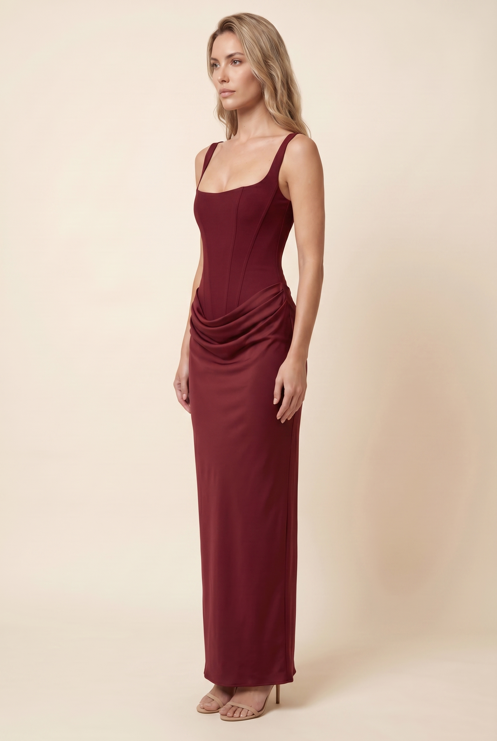 SUKI MAXI DRESS Burgundy side