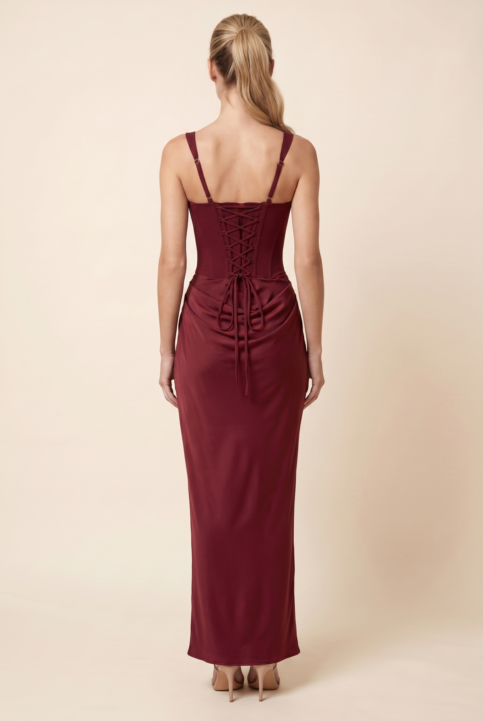 SUKI MAXI DRESS Burgundy back