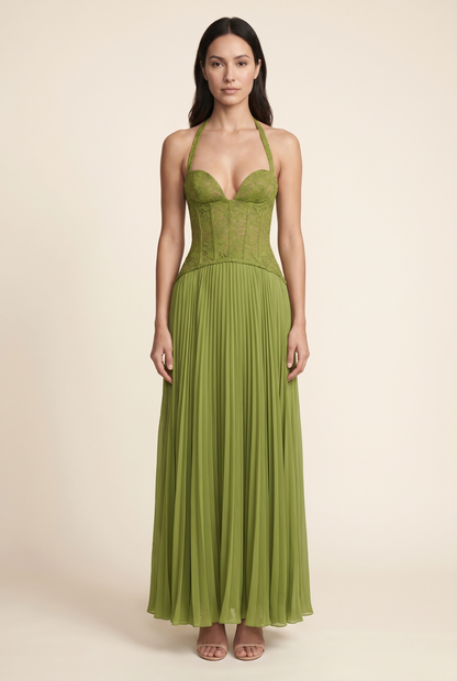 AURORA MAXI DRESS Green front