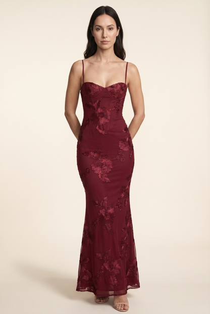 LYDIA MAXI DRESS Burgundy front