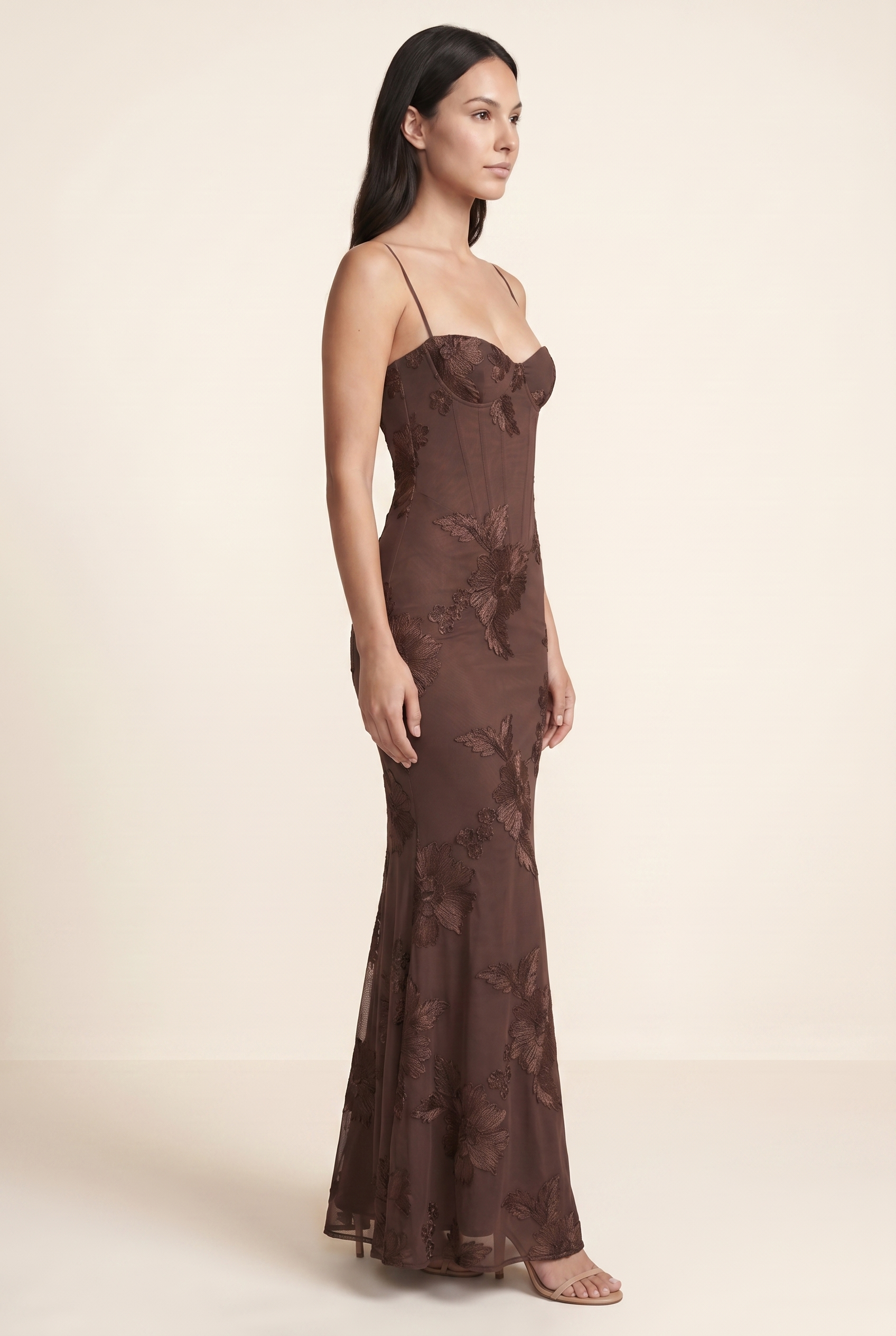 LYDIA MAXI DRESS Plum Brown side