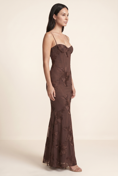 LYDIA MAXI DRESS Plum Brown side
