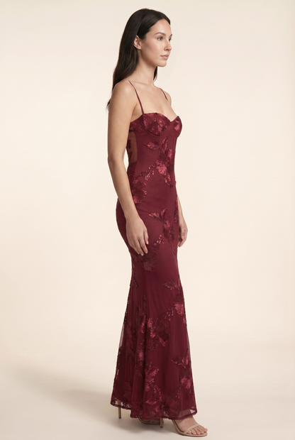 LYDIA MAXI DRESS Burgundy side