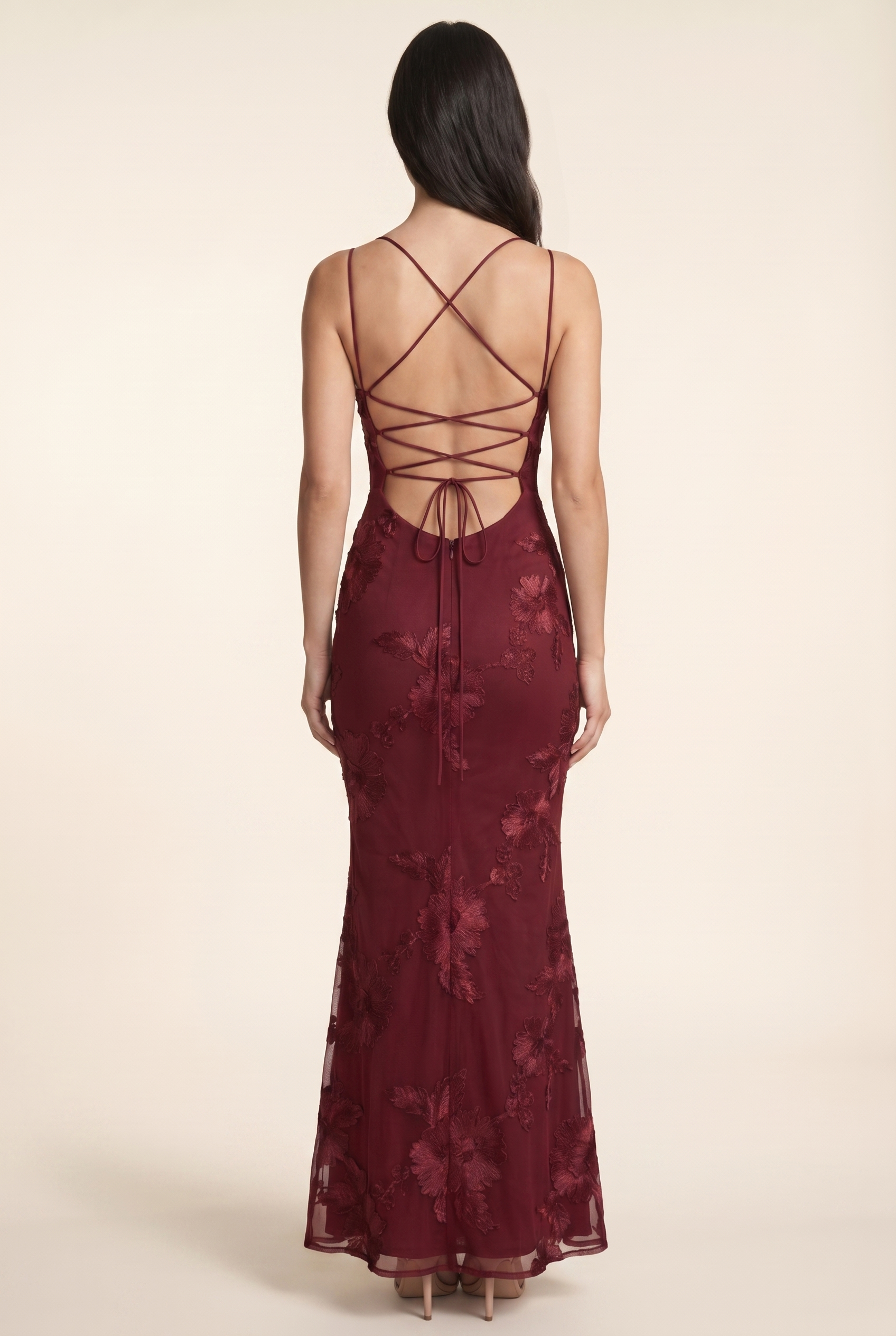 LYDIA MAXI DRESS Burgundy back