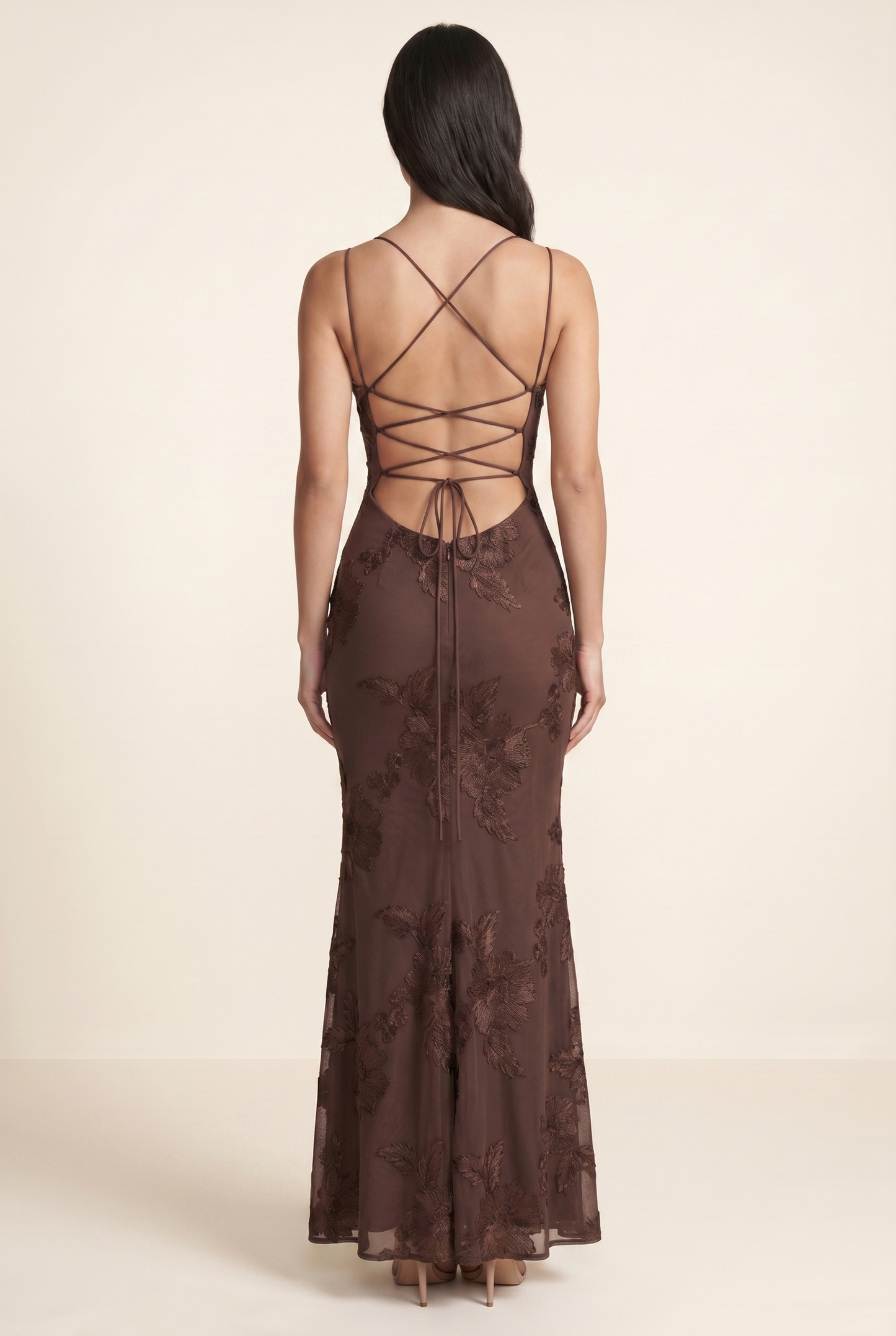 LYDIA MAXI DRESS Plum Brown back