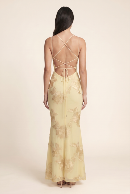 LYDIA MAXI DRESS Lemon back