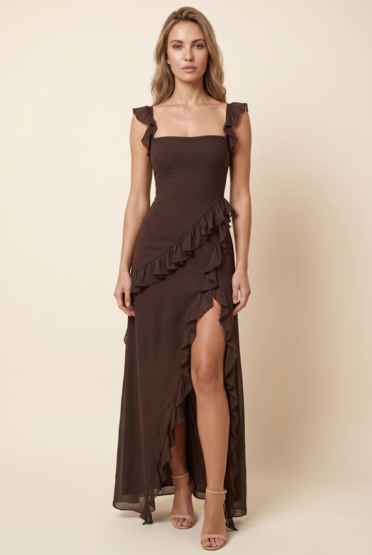 CLAIRE MAXI DRESS Brown front