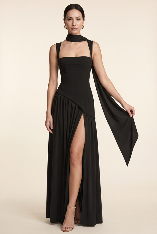 ELEANOR MAXI DRESS Black front