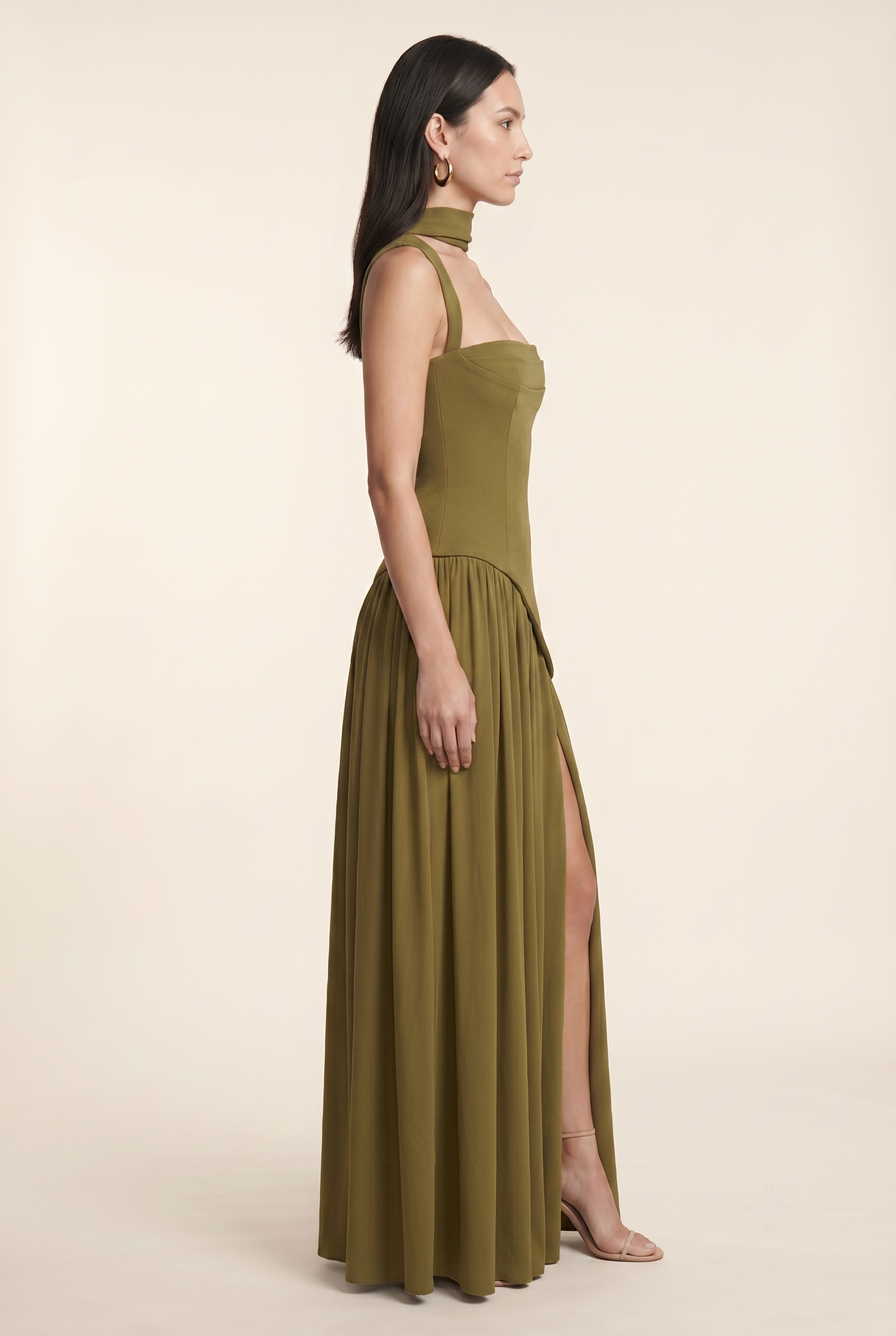 ELEANOR MAXI DRESS Deep Olive side