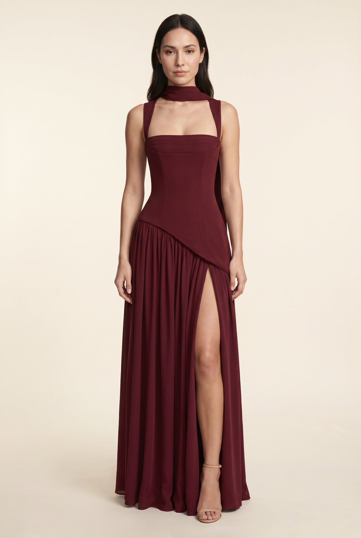 ELEANOR MAXI DRESS Cherry Lacquer front