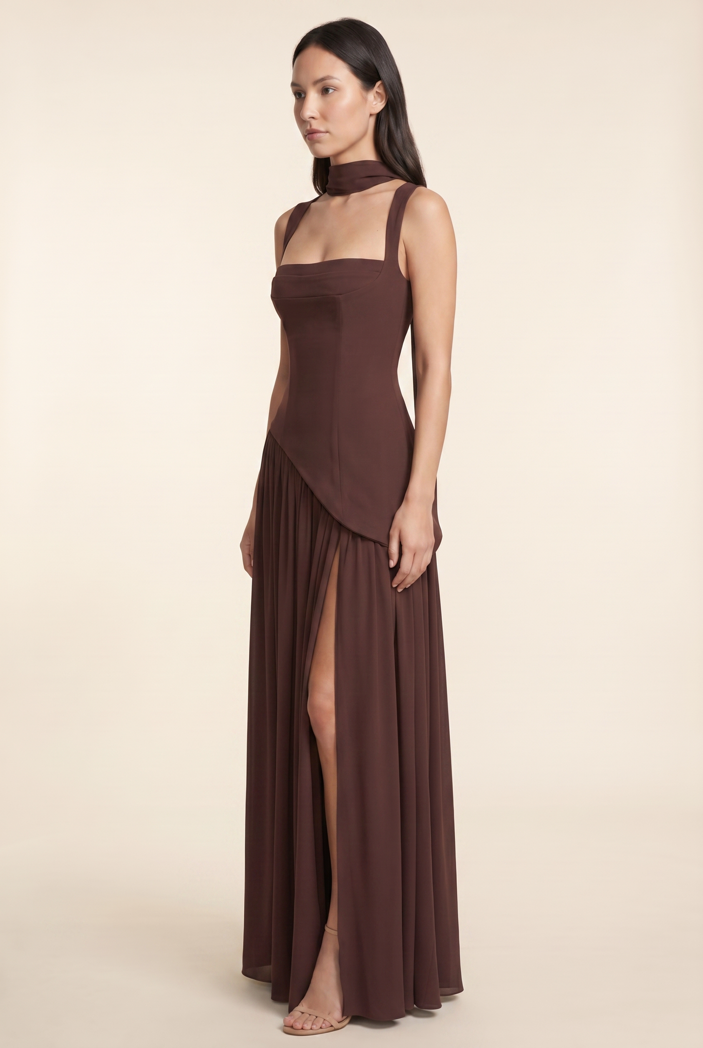 ELEANOR MAXI DRESS Plum Brown side