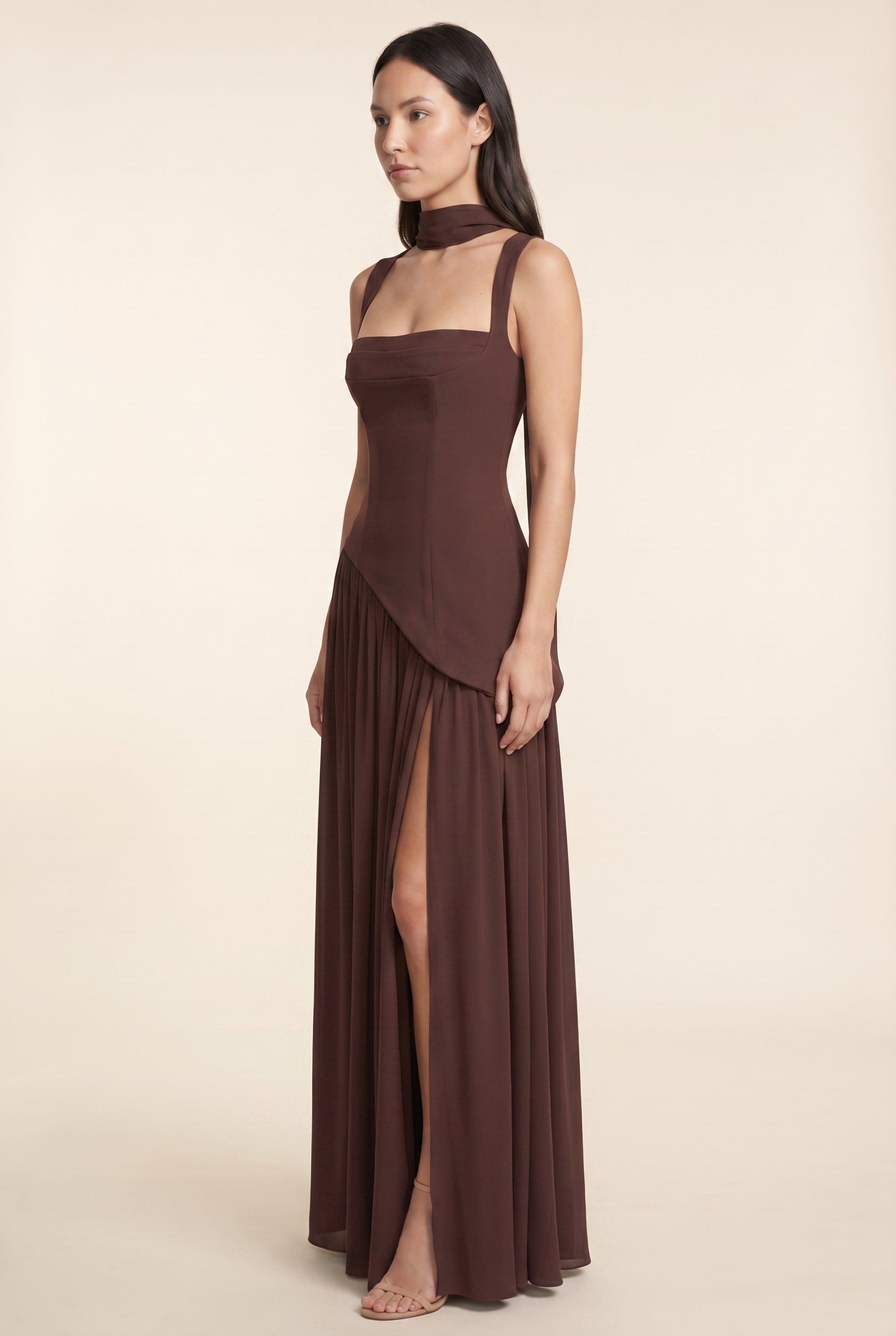 ELEANOR MAXI DRESS Plum Brown side
