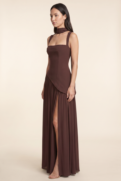 ELEANOR MAXI DRESS Plum Brown side