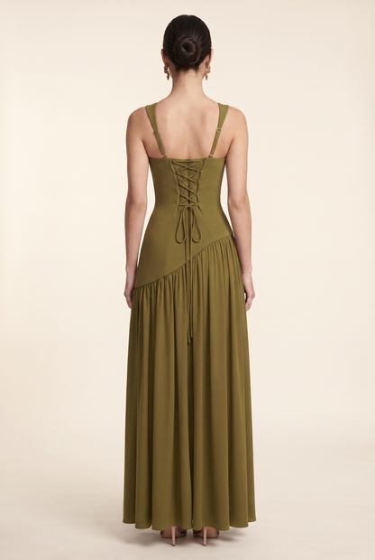 ELEANOR MAXI DRESS Deep Olive back