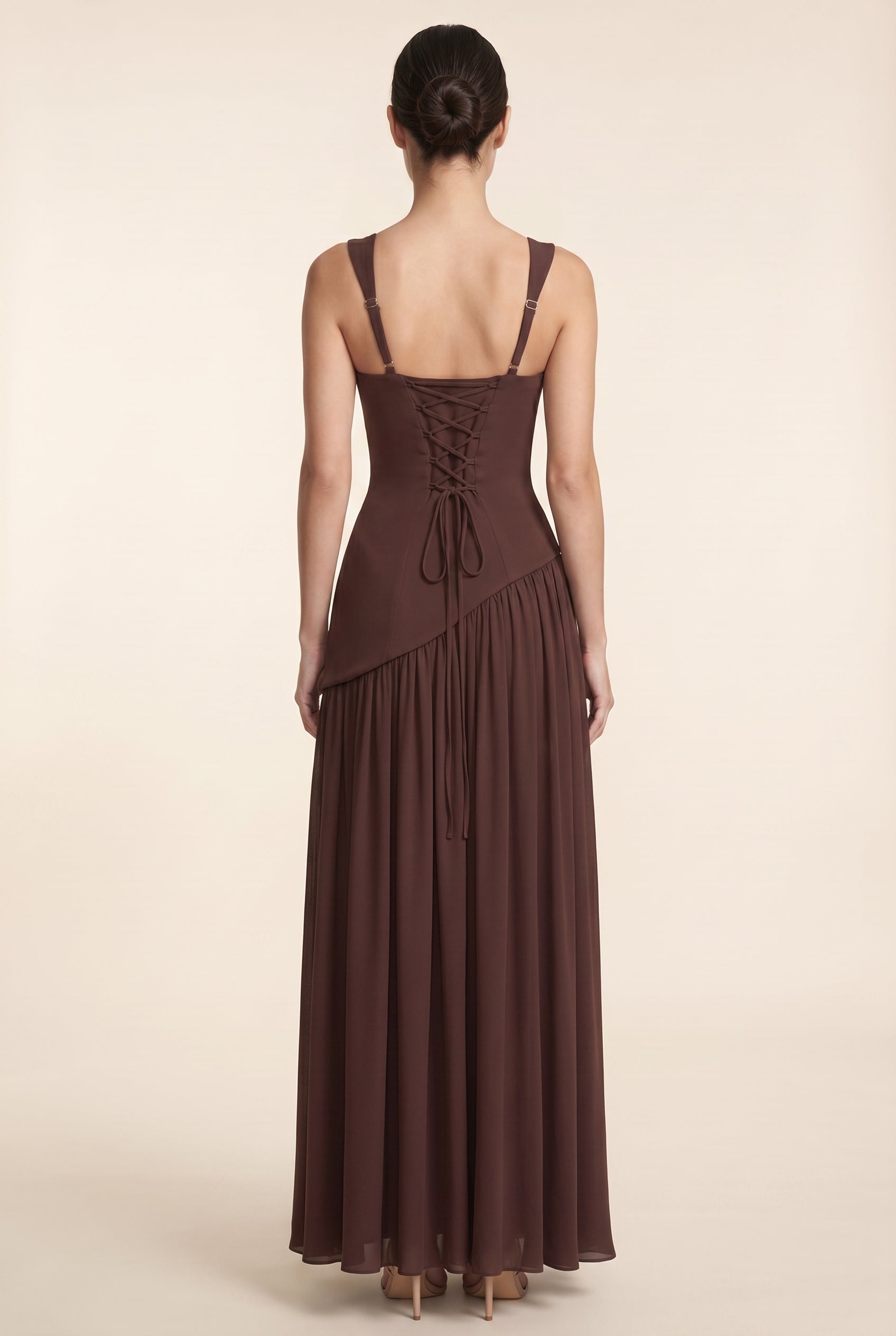 ELEANOR MAXI DRESS Plum Brown back