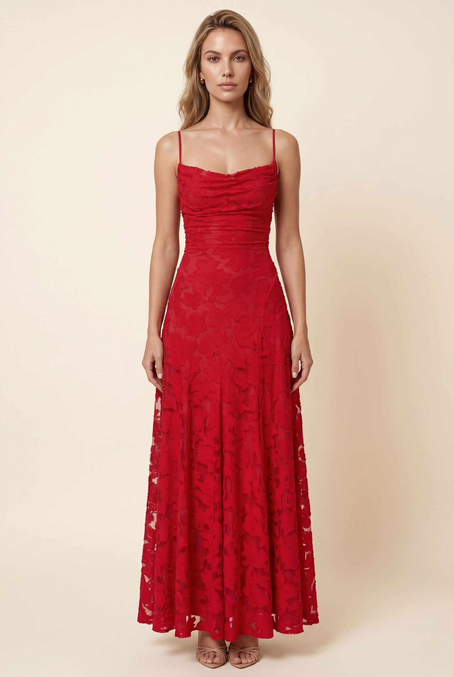 COURTNEY MAXI DRESS Red front