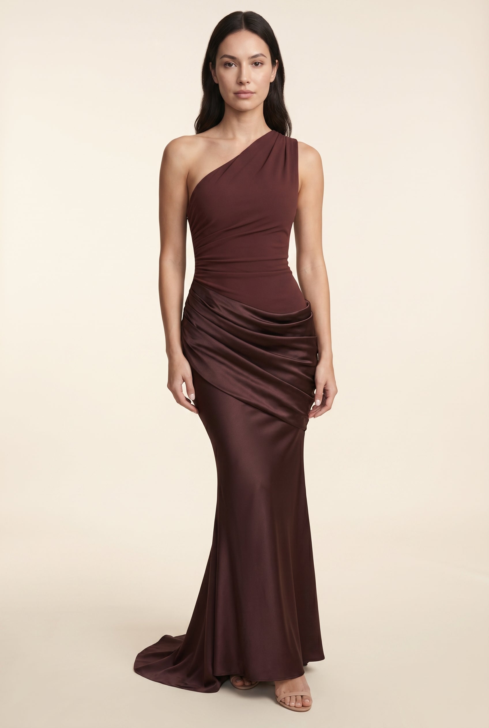 YASMINA MAXI DRESS Plum Brown front