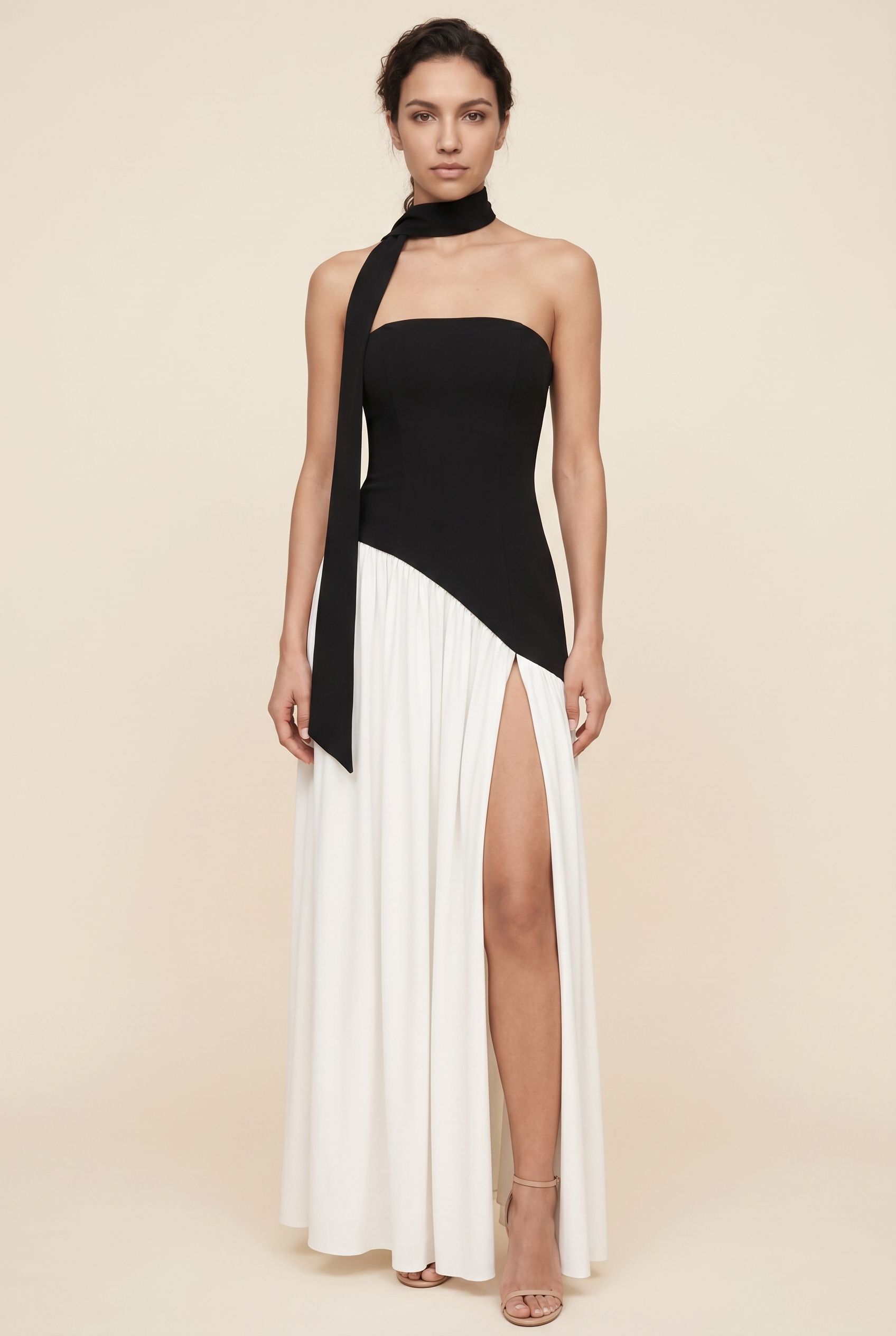 RILEY MAXI DRESS Black White front