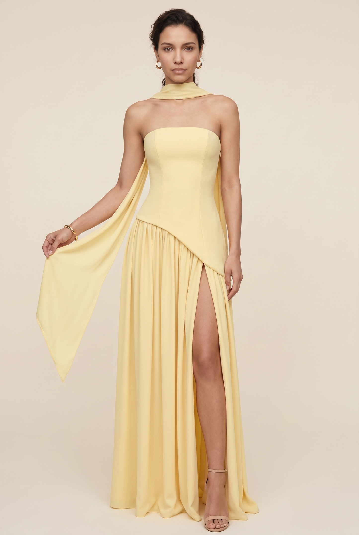 RILEY MAXI DRESS Lemon front