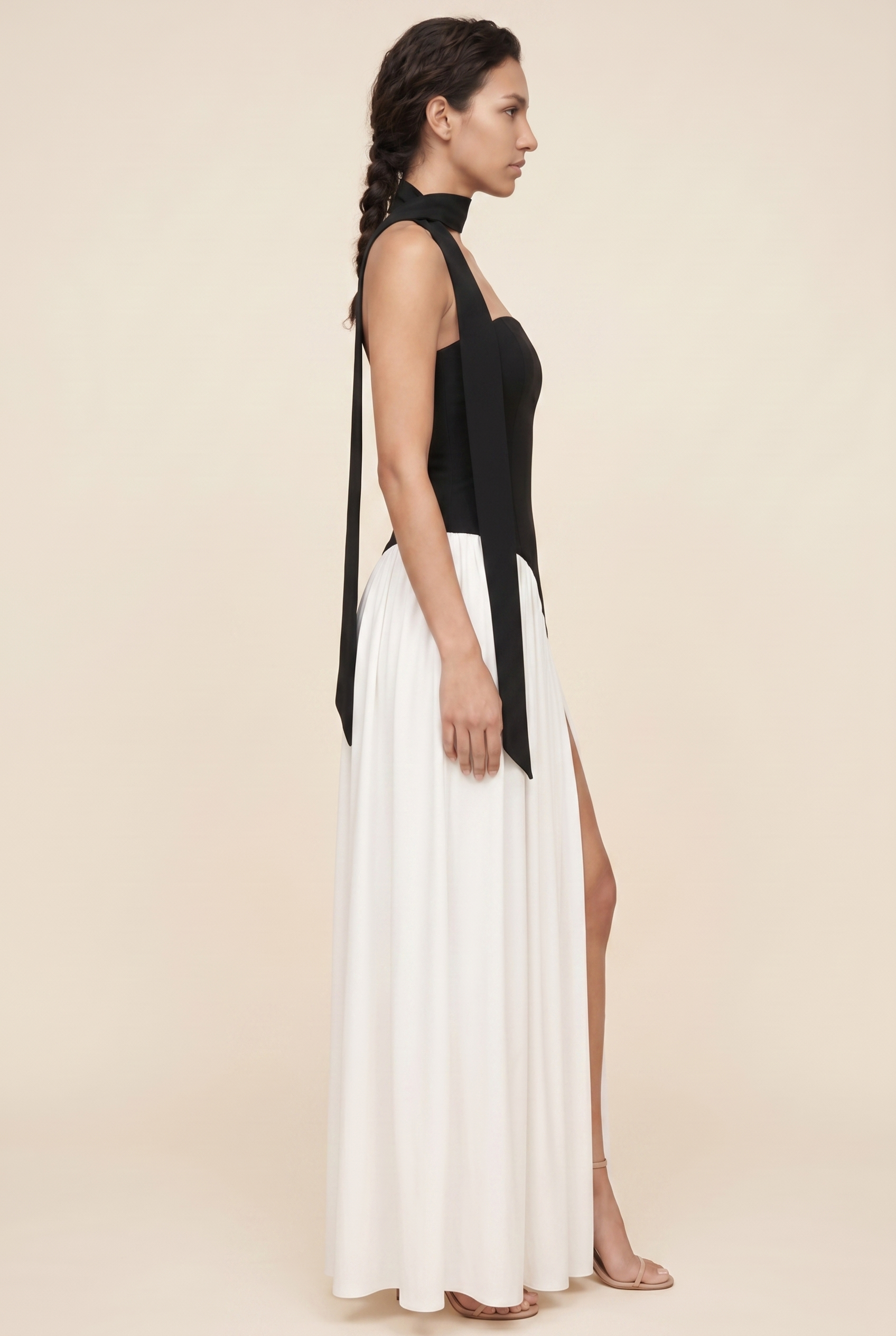 RILEY MAXI DRESS Black White side