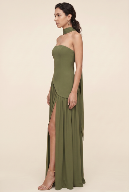 RILEY MAXI DRESS Khaki side