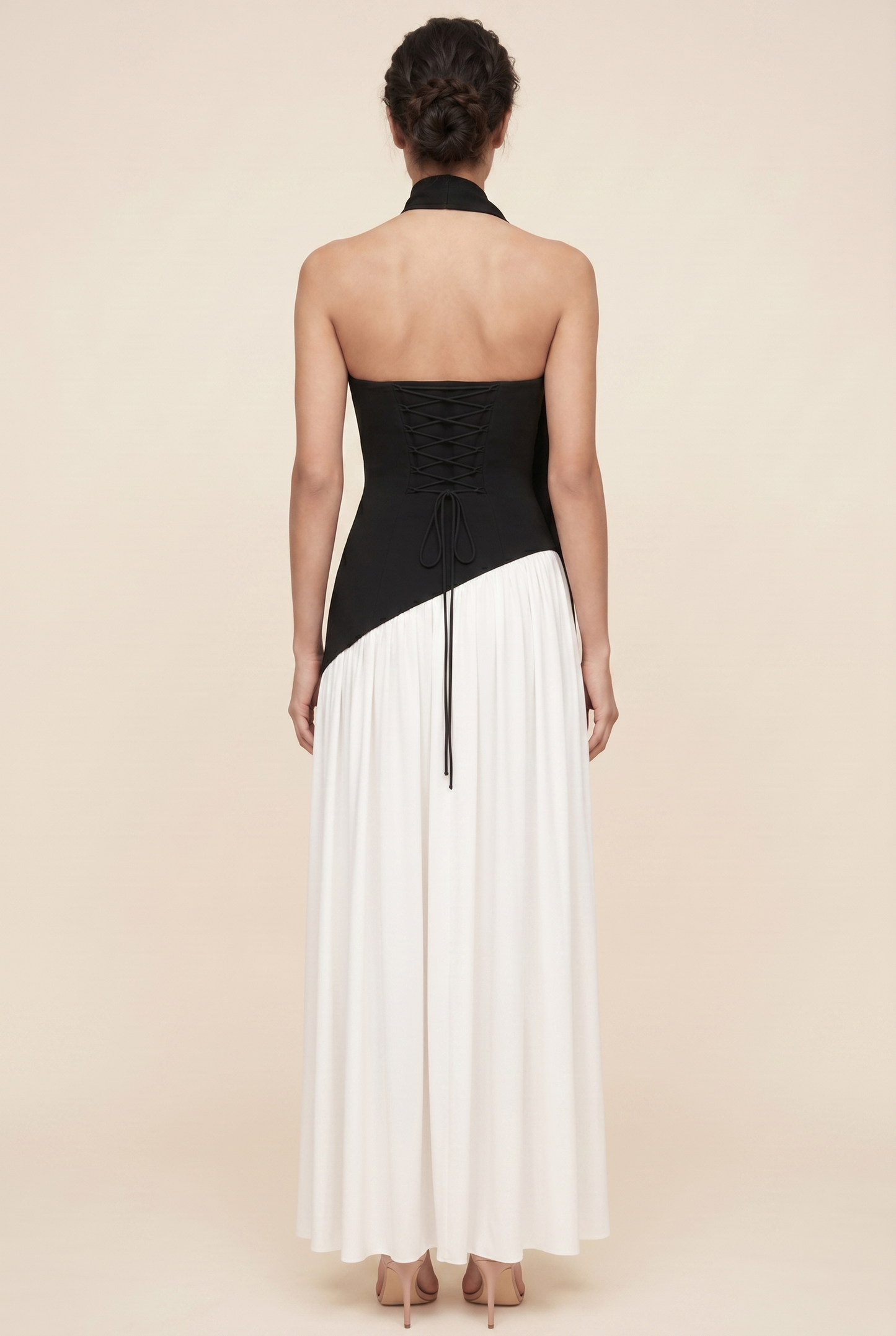 RILEY MAXI DRESS Black White back v3