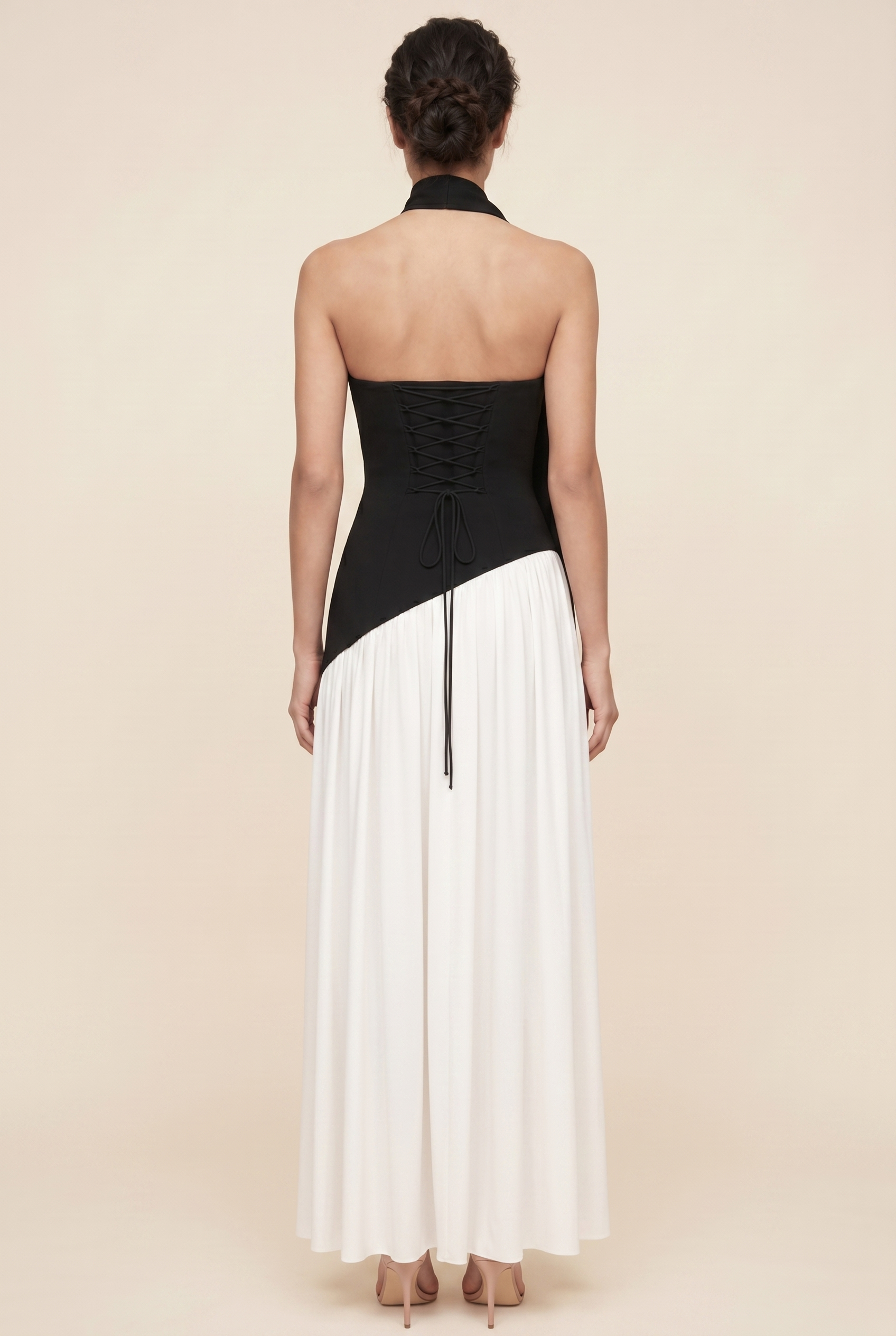 RILEY MAXI DRESS Black White back v3
