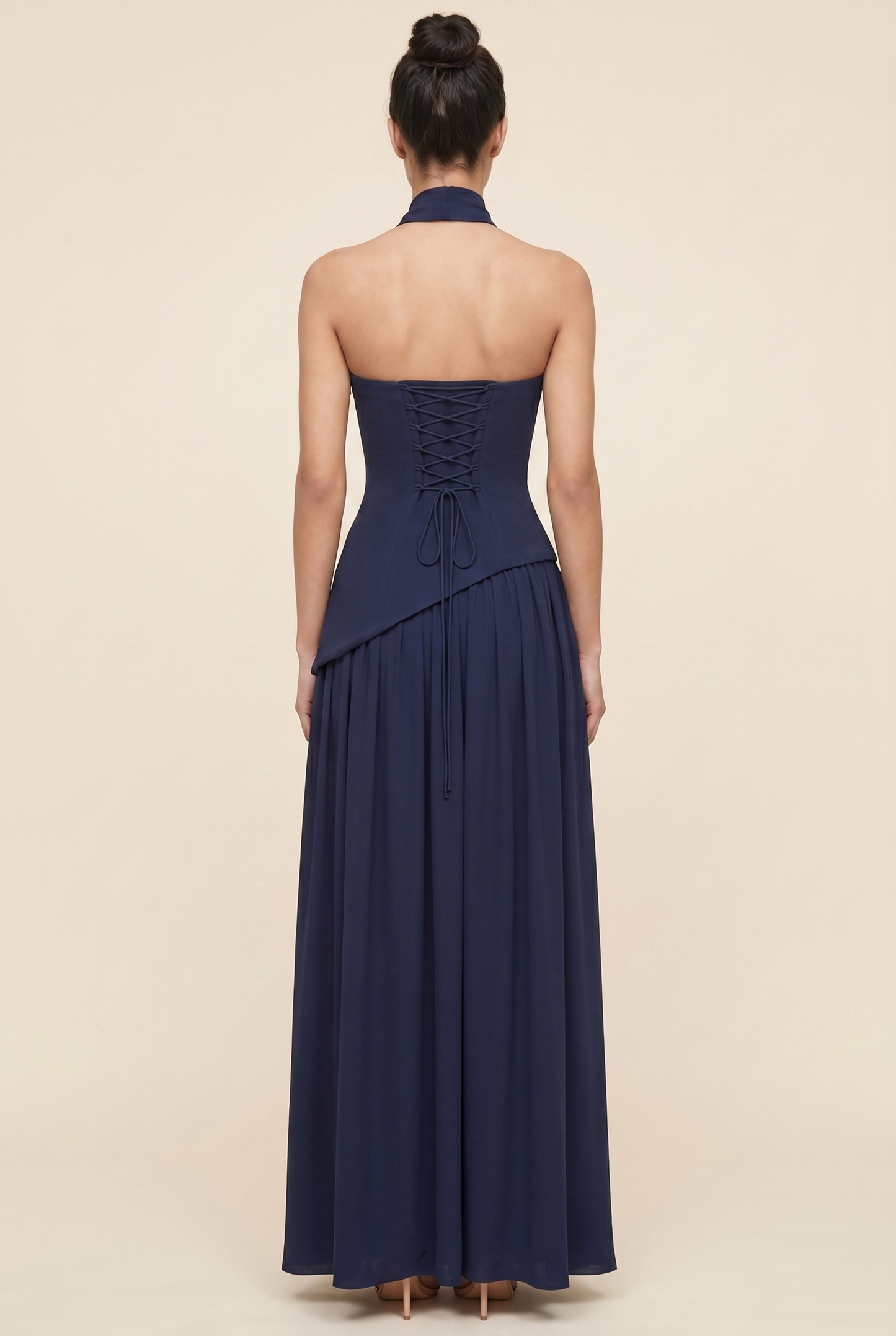 RILEY MAXI DRESS Dark Blue back closed