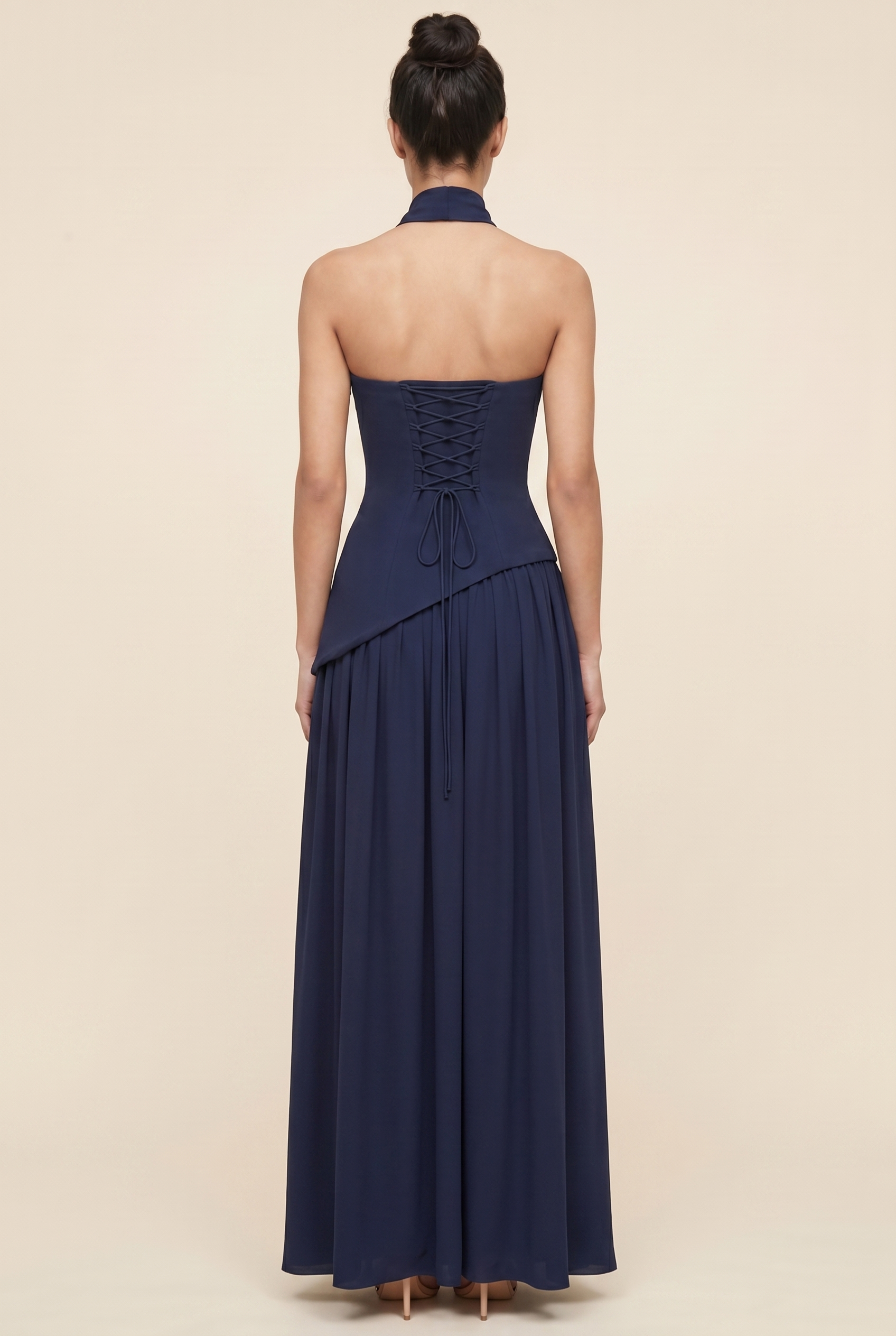 RILEY MAXI DRESS Dark Blue back closed