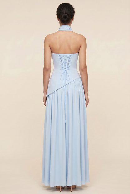 RILEY MAXI DRESS Baby Blue back closed