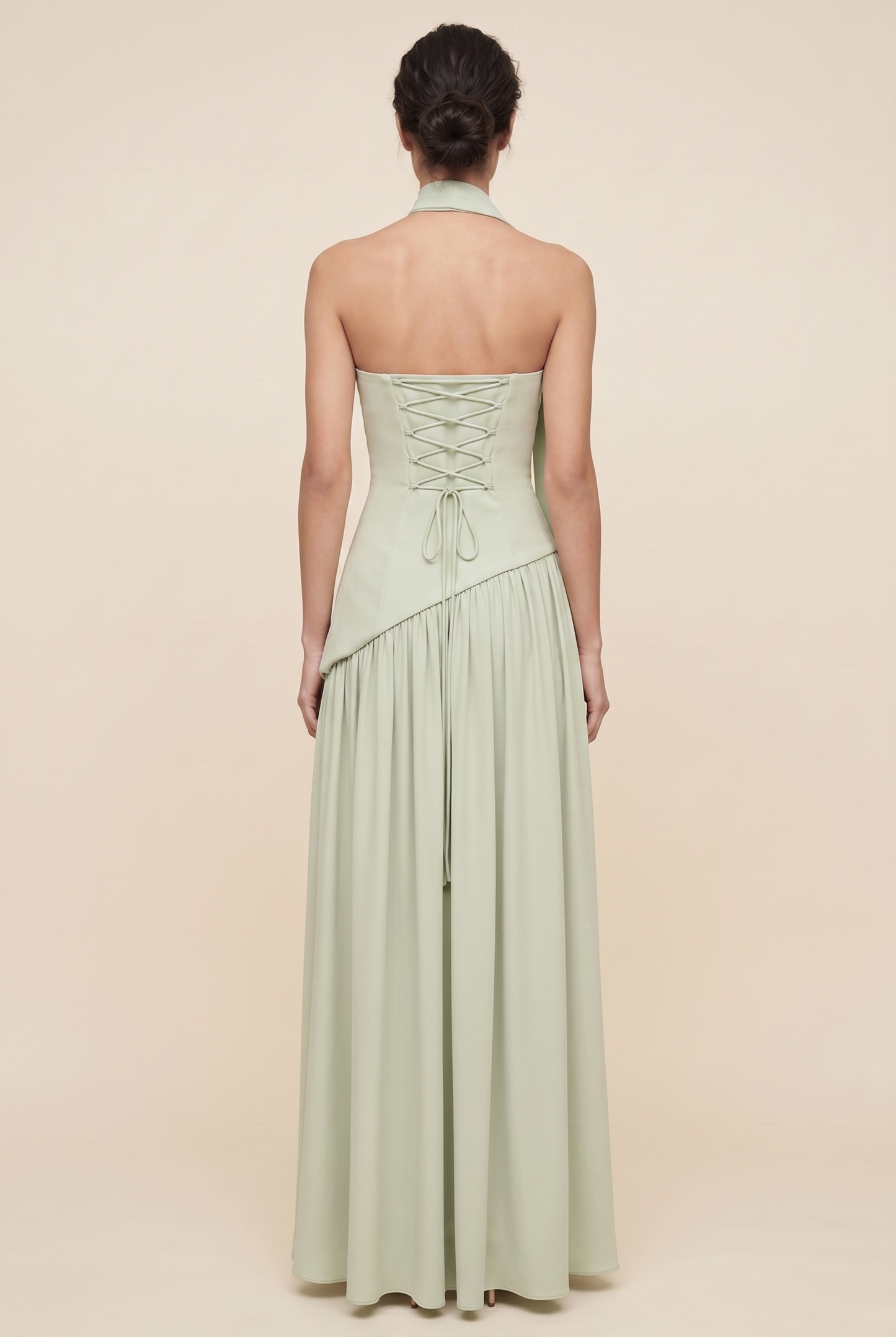 RILEY MAXI DRESS Light Green back closed