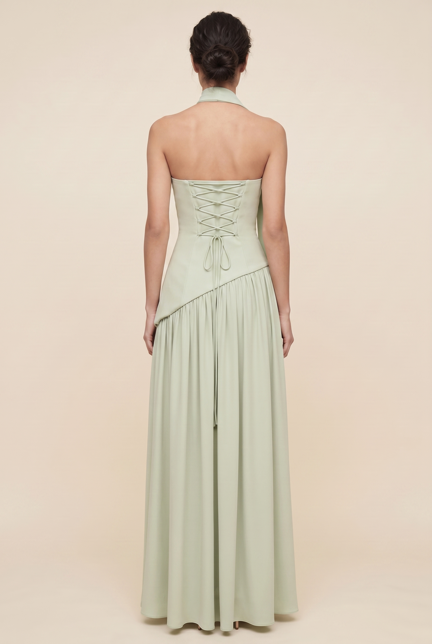 RILEY MAXI DRESS Light Green back closed