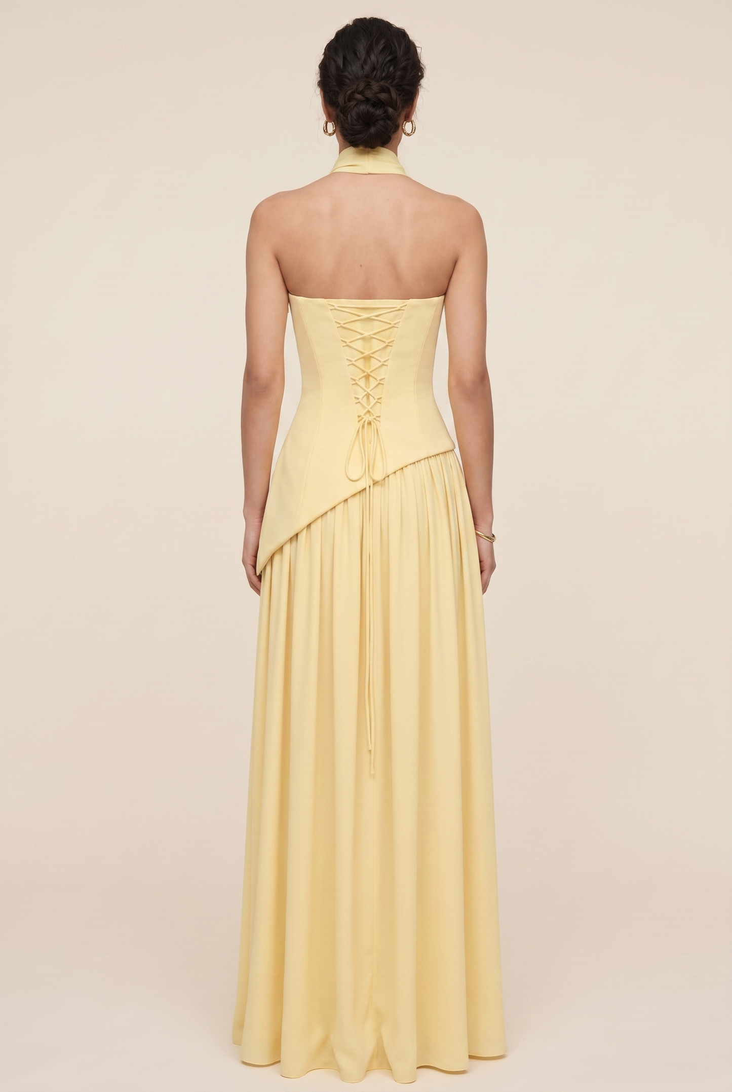 RILEY MAXI DRESS Lemon back closed
