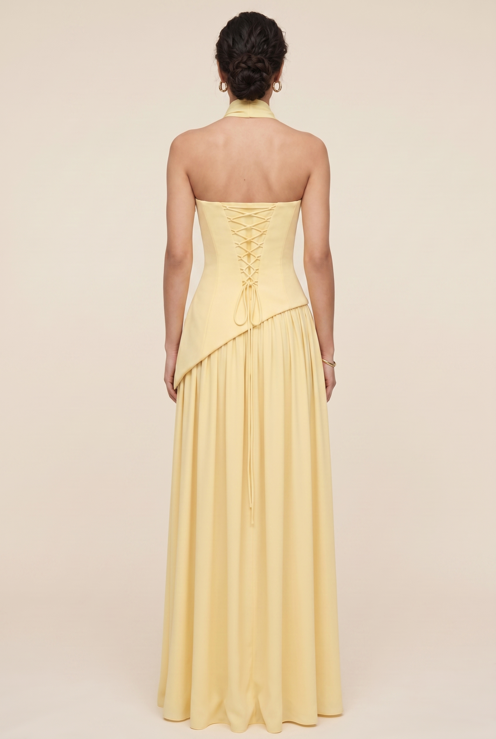 RILEY MAXI DRESS Lemon back closed