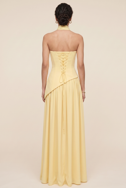 RILEY MAXI DRESS Lemon back closed