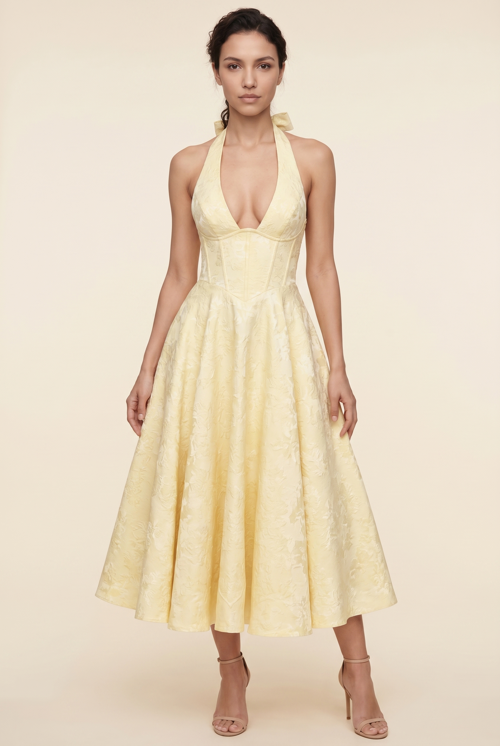 STEPHANIE MIDI DRESS Lemon front