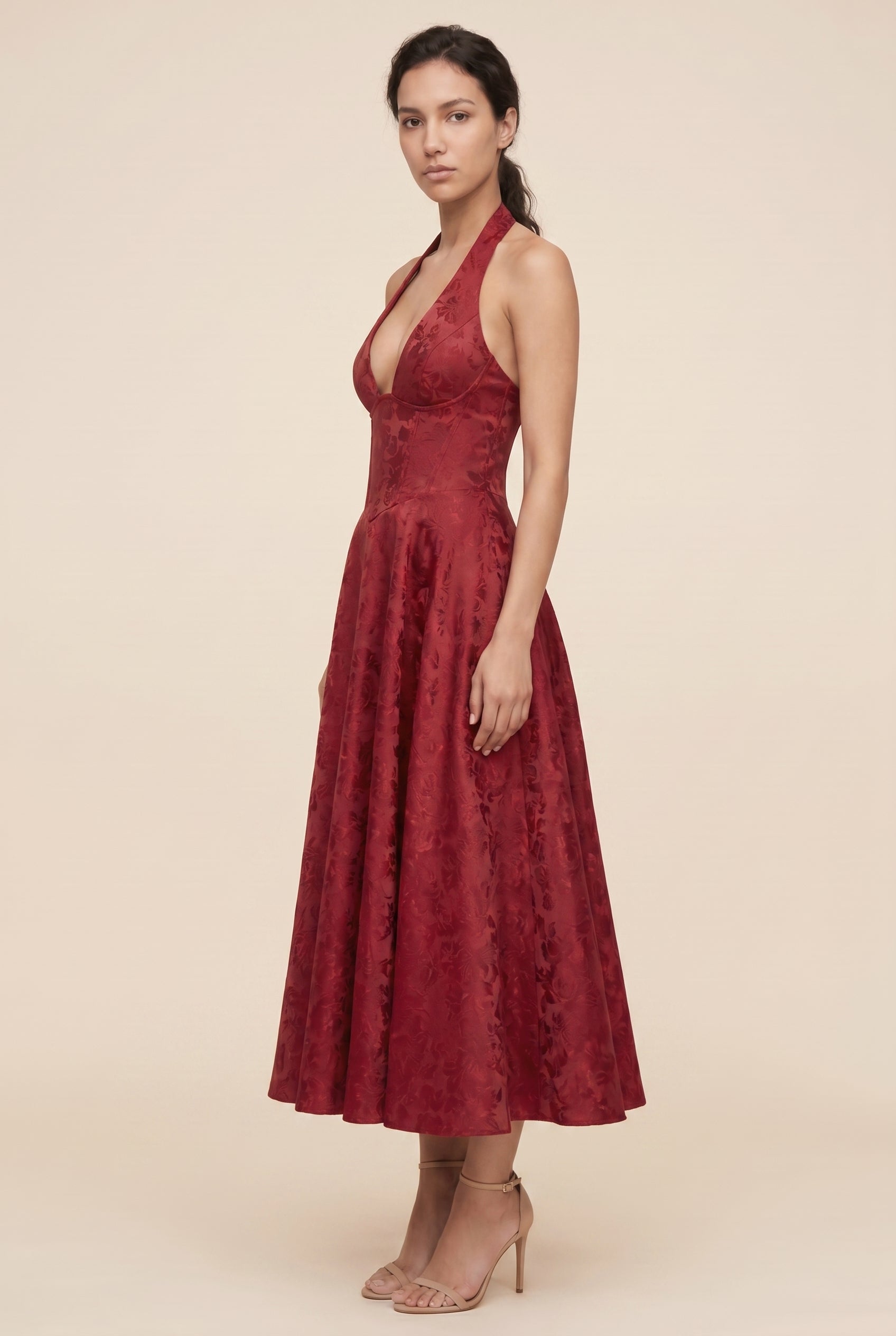 STEPHANIE MIDI DRESS Red side
