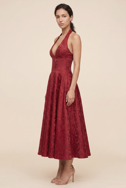 STEPHANIE MIDI DRESS Red side