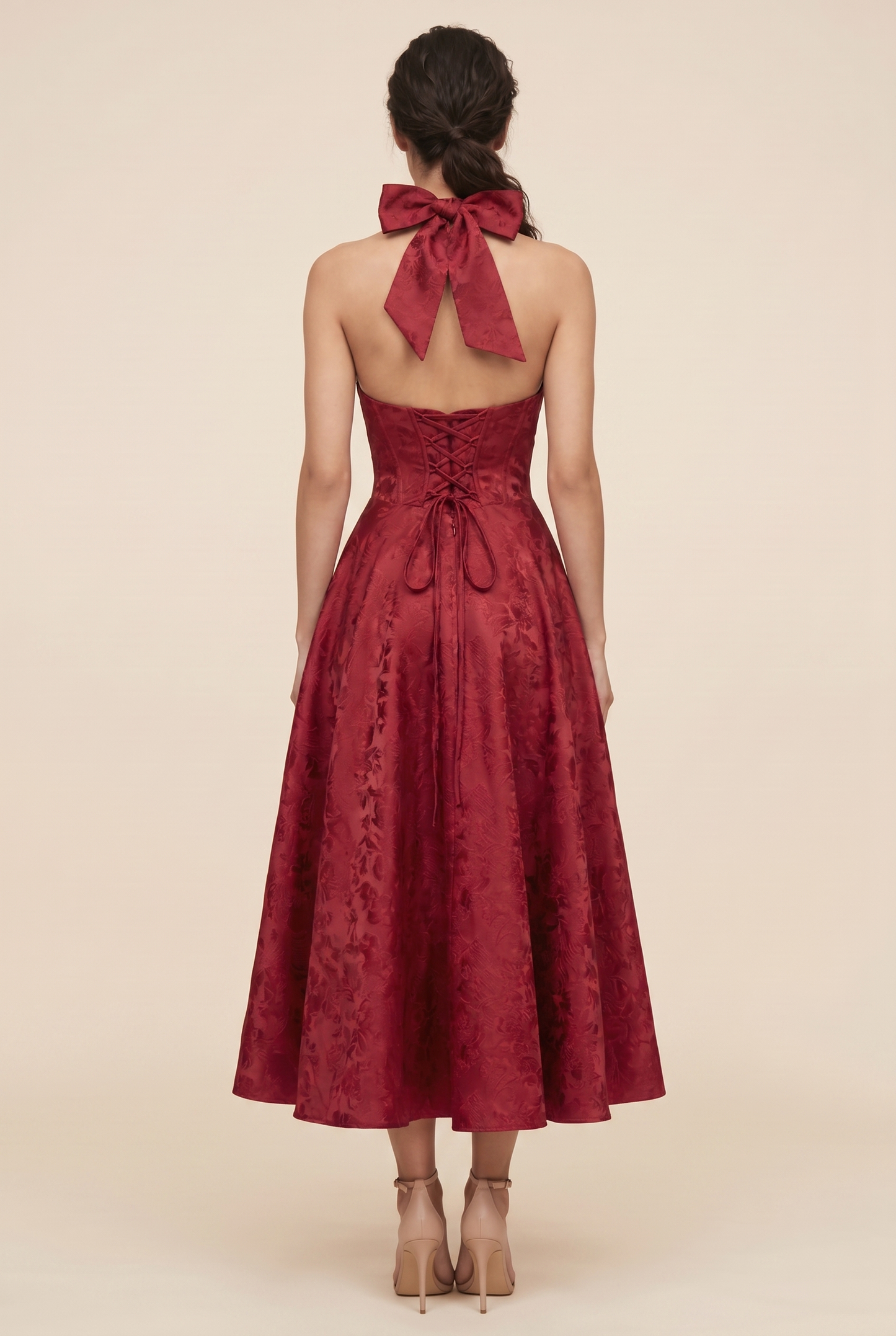 STEPHANIE MIDI DRESS Red back