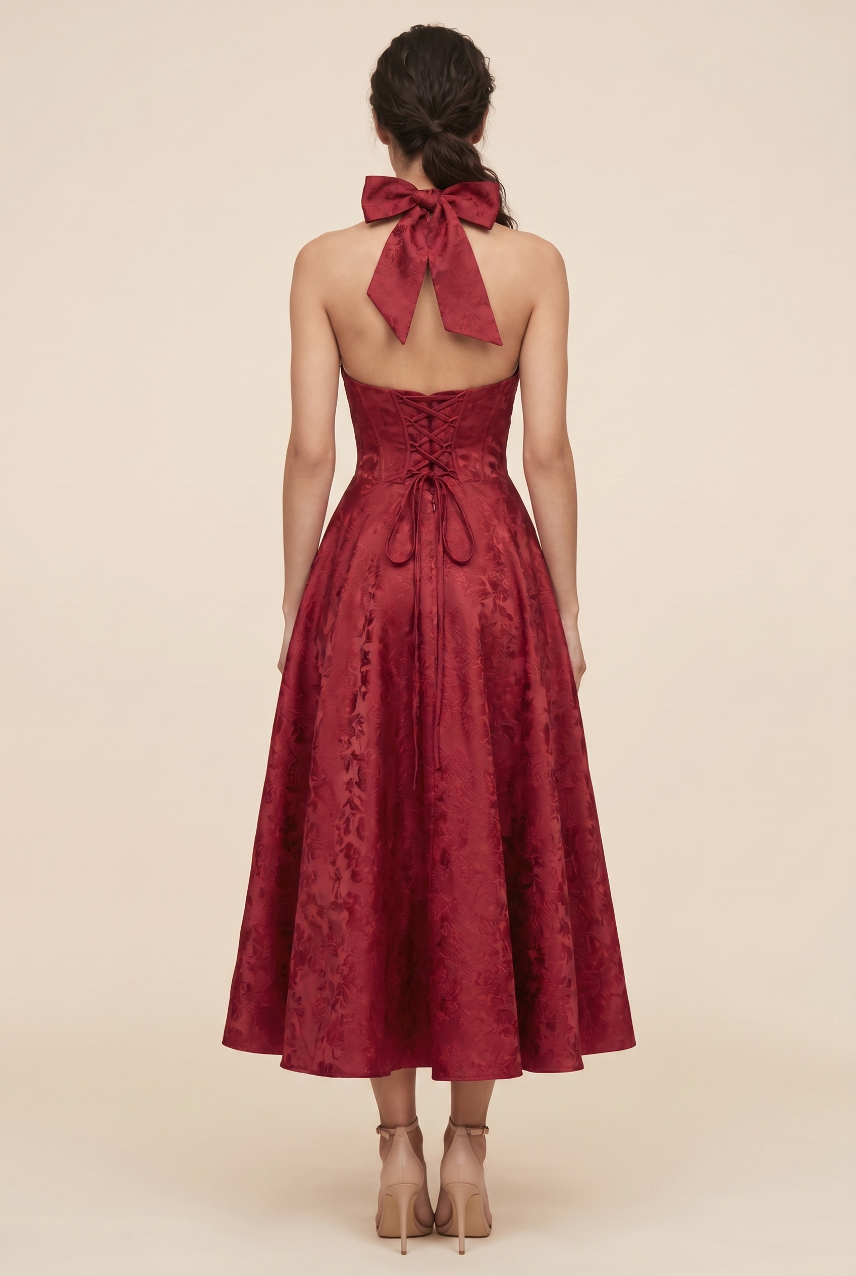 STEPHANIE MIDI DRESS Red back