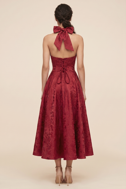 STEPHANIE MIDI DRESS Red back