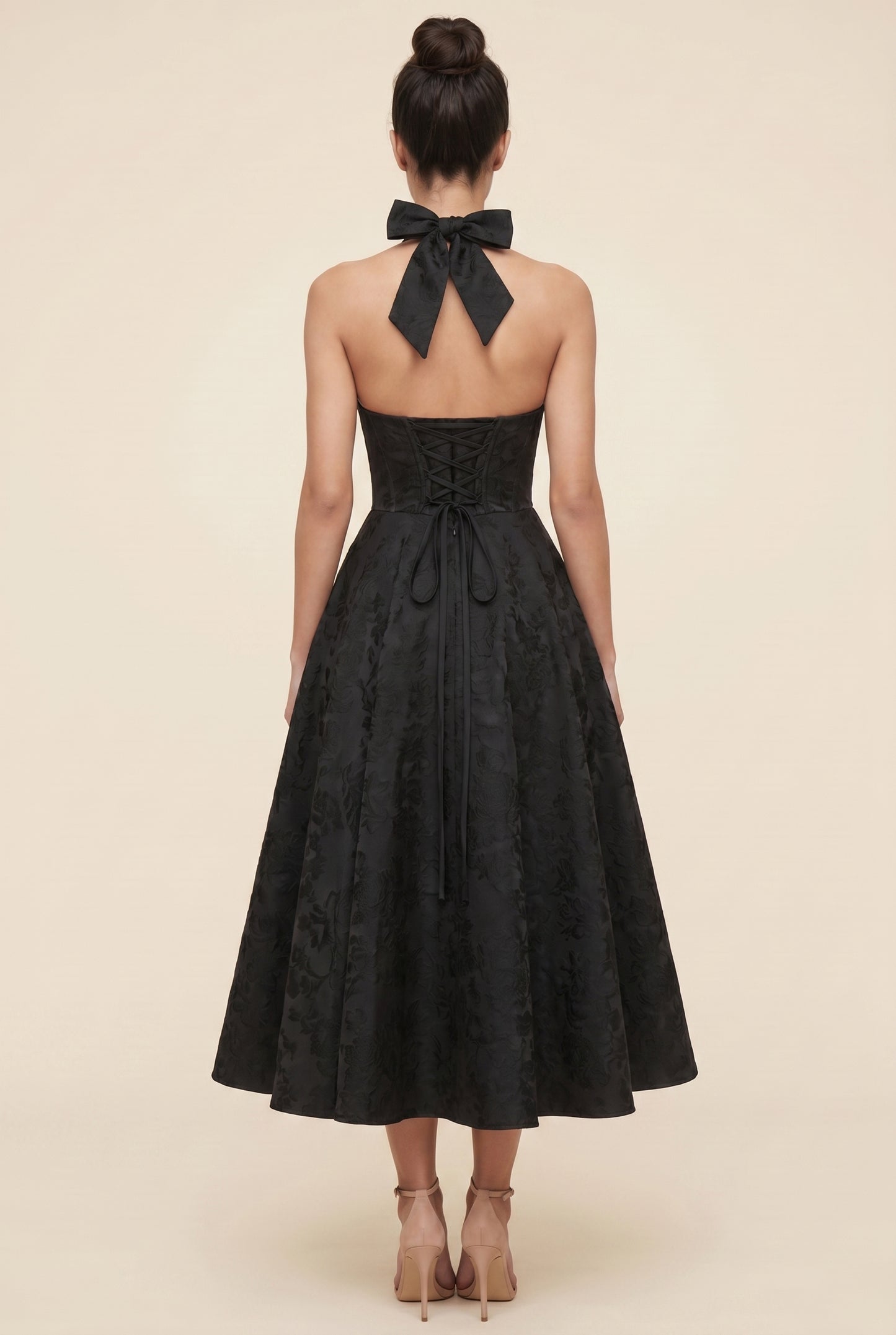 STEPHANIE MIDI DRESS Black back