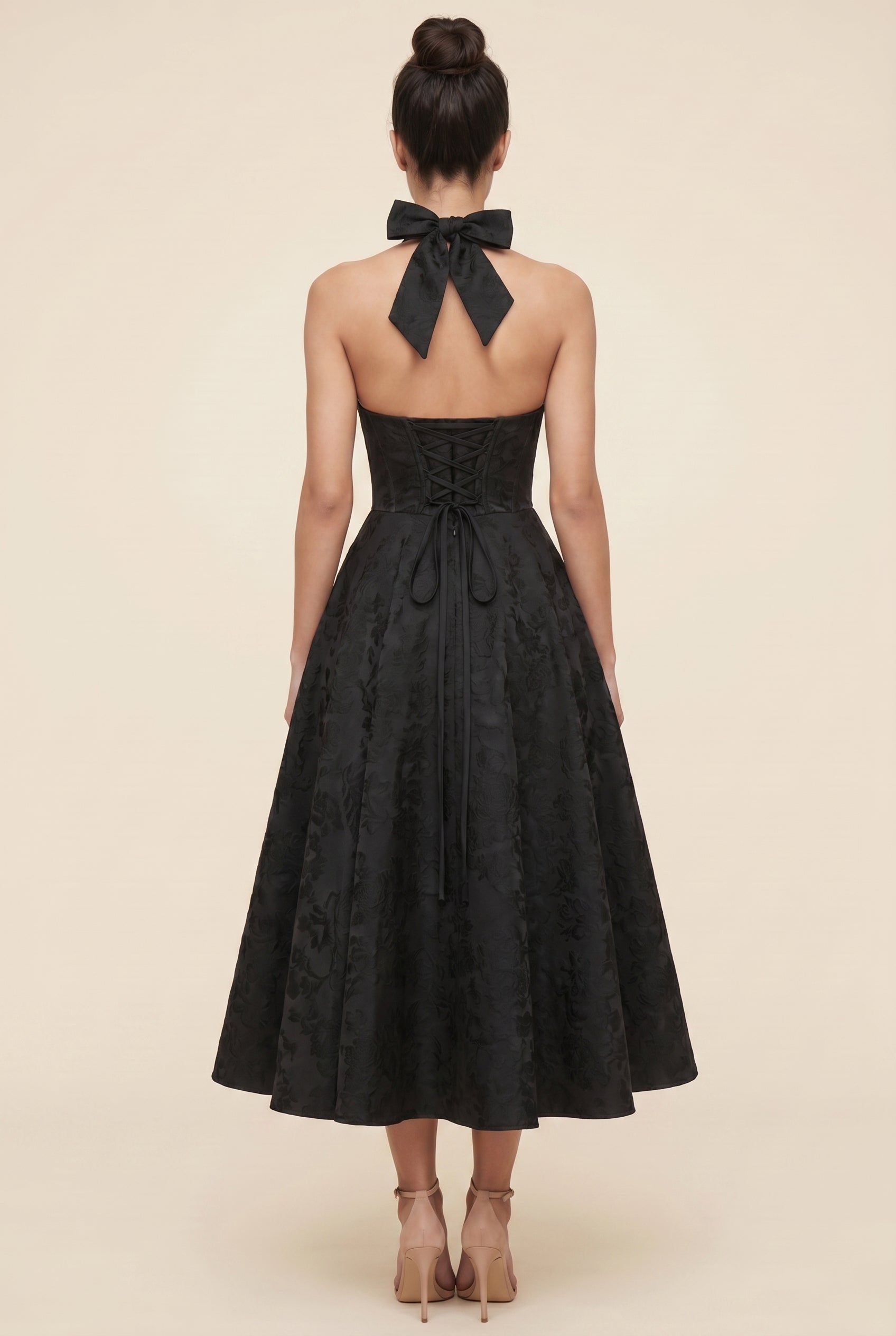STEPHANIE MIDI DRESS Black back