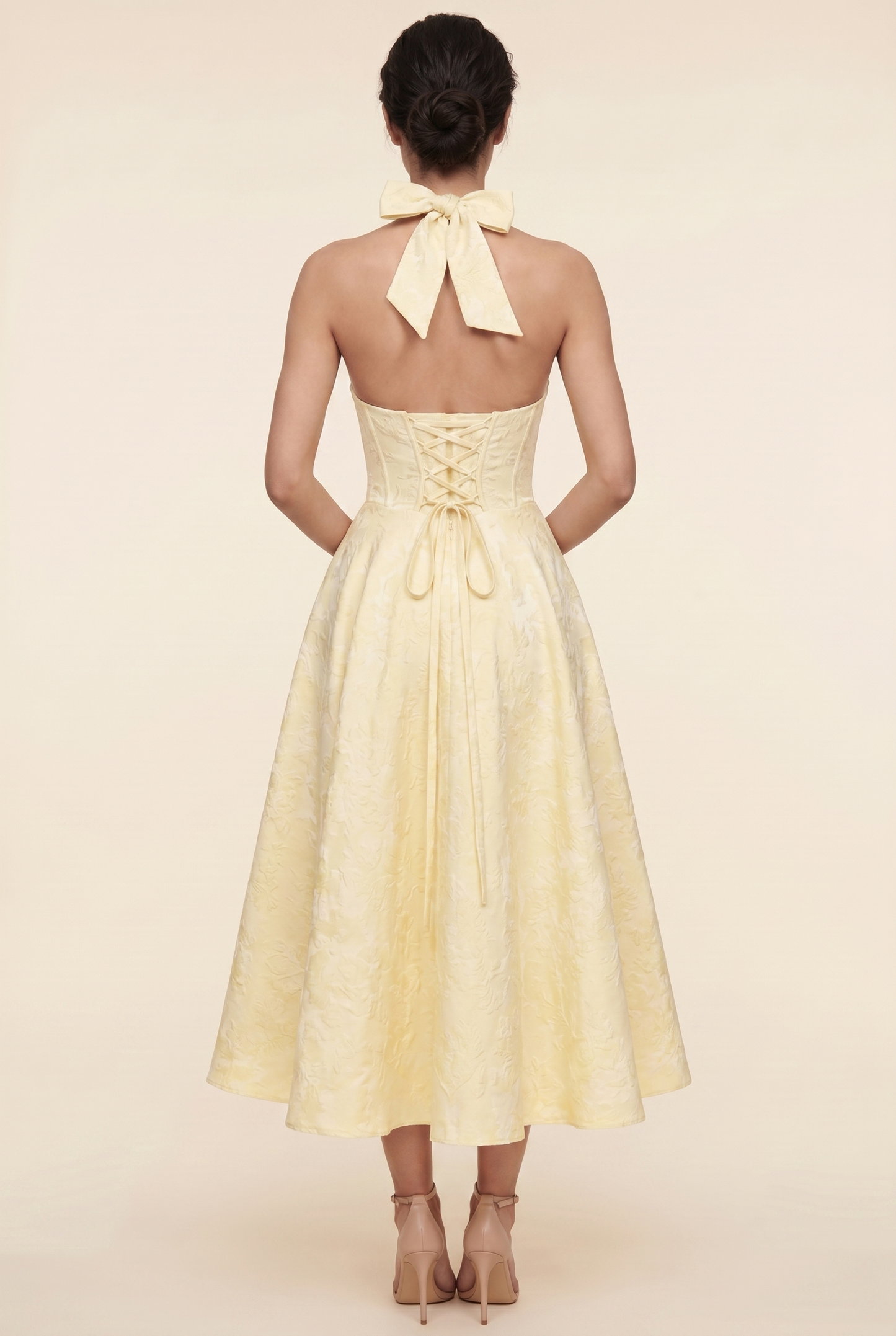 STEPHANIE MIDI DRESS Lemon back