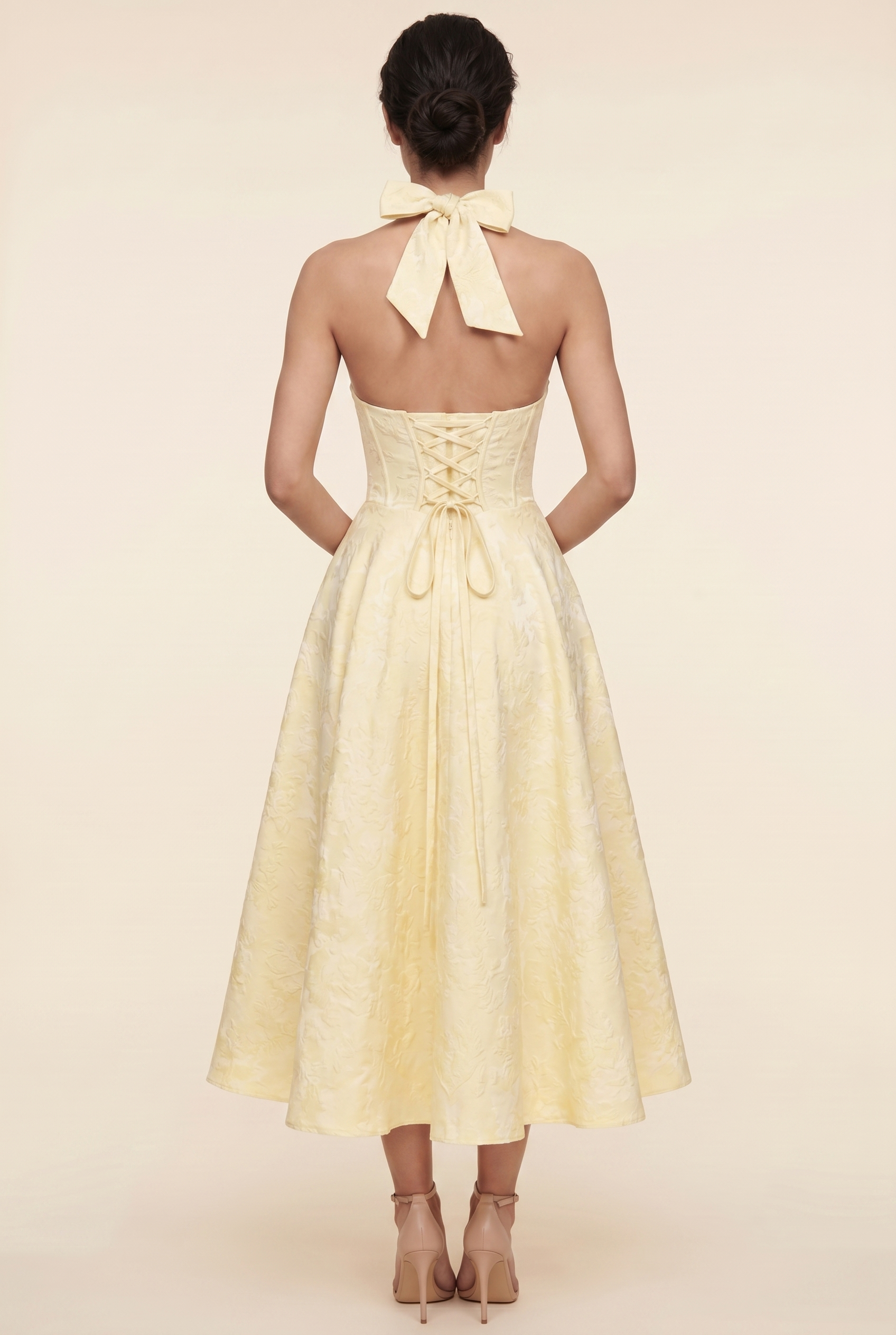 STEPHANIE MIDI DRESS Lemon back