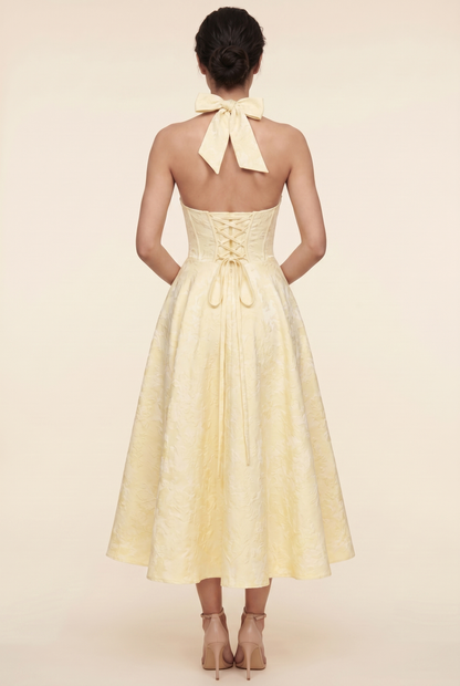 STEPHANIE MIDI DRESS Lemon back