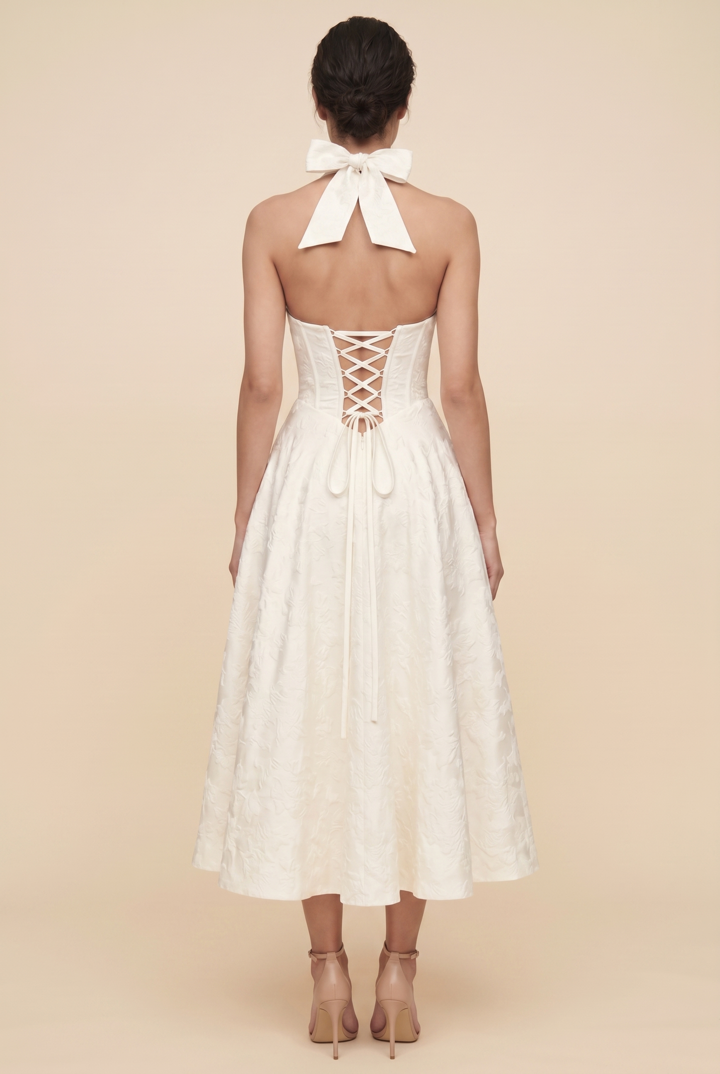 STEPHANIE MIDI DRESS Ivory back